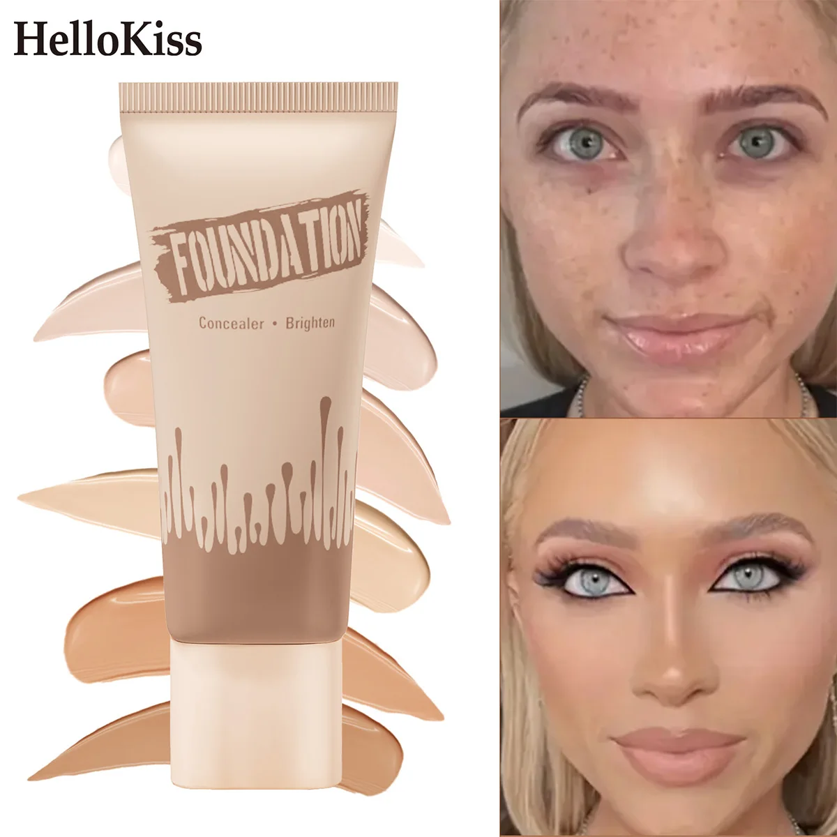 Full Coverage Foundation, Matte Finish Oil-control Liquid Foundation, Covering Blemishes And Dark Spot, Concealer Cream - Image 3