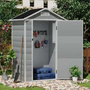 Durable Outdoor Plastic Garden Tool Shed for Yard Patio Bicycle Accessories Tool Storage Shed with Doors and Windows