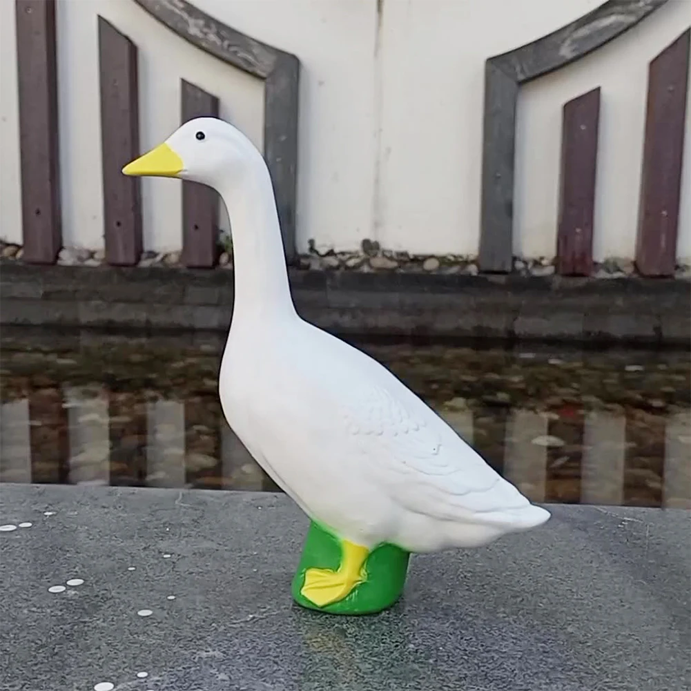18cm Large White Goose Statue Resin Simulation Goose Yard Decoration Cute White Goose Sculpture for Home Garden Figurines Decor - Image 2