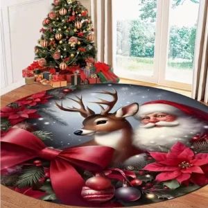 Christmas Themed carpet Santa Claus and Snowflake Circular Soft Living Room Floor Mat Good Living Rooms Study Game Rooms Rooms