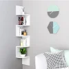 【Breeins】Wooden Zigzag Floating Corner Shelves Multi Tier Storage Organizer Shelf For Home Office
