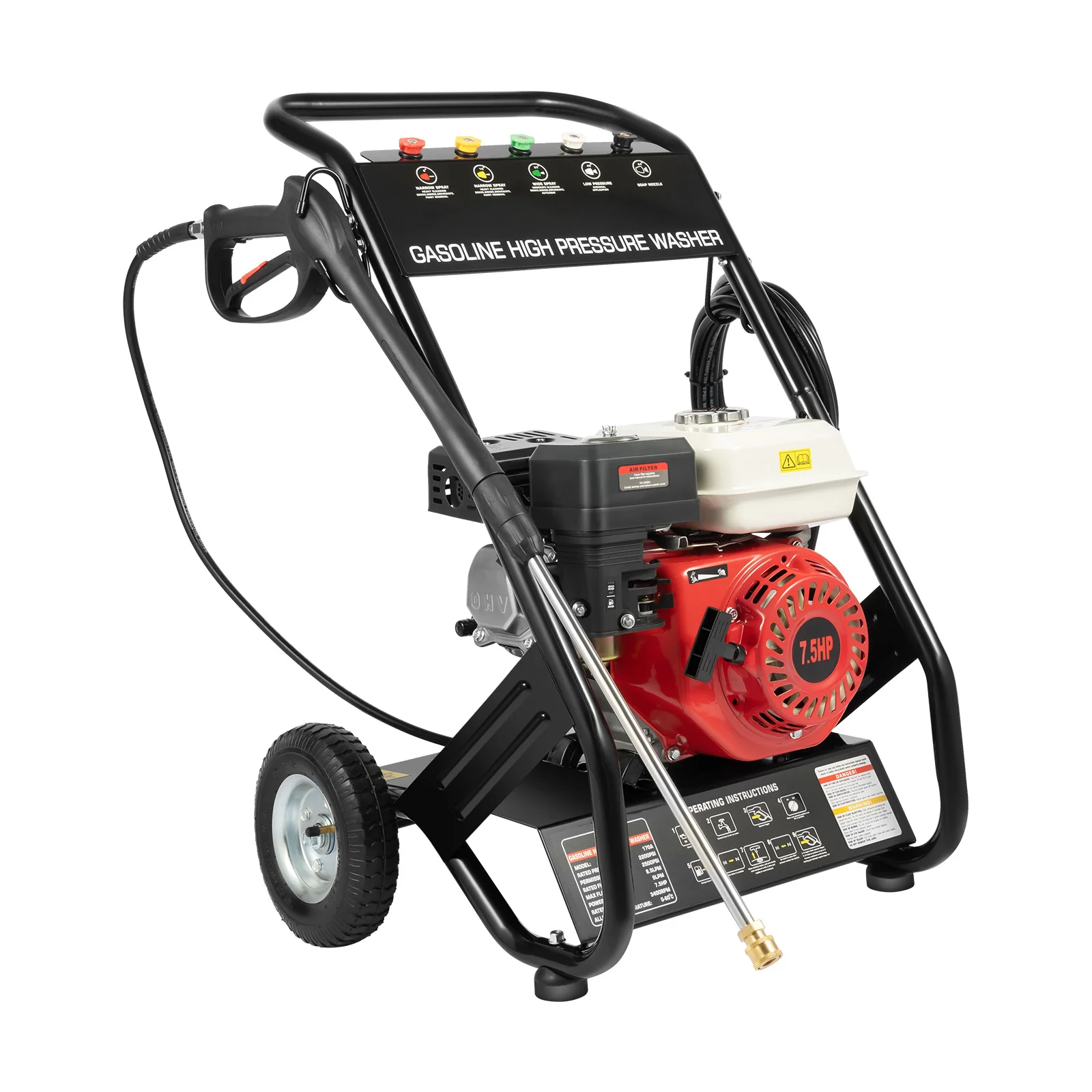 High-pressure Washer Gasoline Water Spray Gun, Pressure Dirt Cleaning Machine Courtyards Cleaner 7.5HP Powerful, 170-190Bar