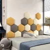 1pc/2pcs Hexagonal 3D Wall Stickers Upholstered Wall Panels Anti-collision Peel and Stick Headboard Self Adhesive Leather Soft