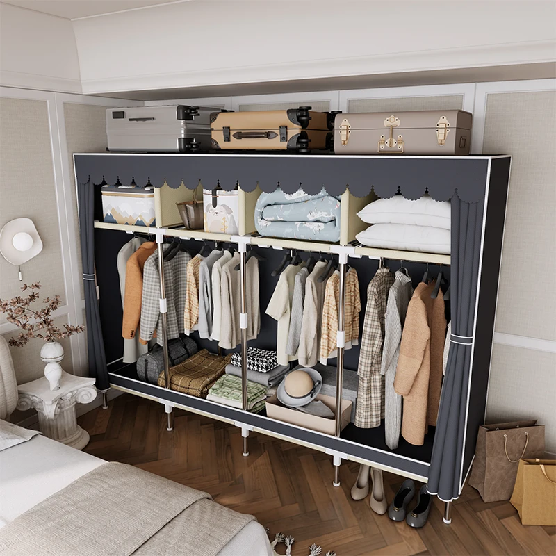 Modern Simple Wardrobe 8 Storage Spaces Large Capacity Dustproof For Bedrooms Rentals Students Home Storage Solutions - Image 3