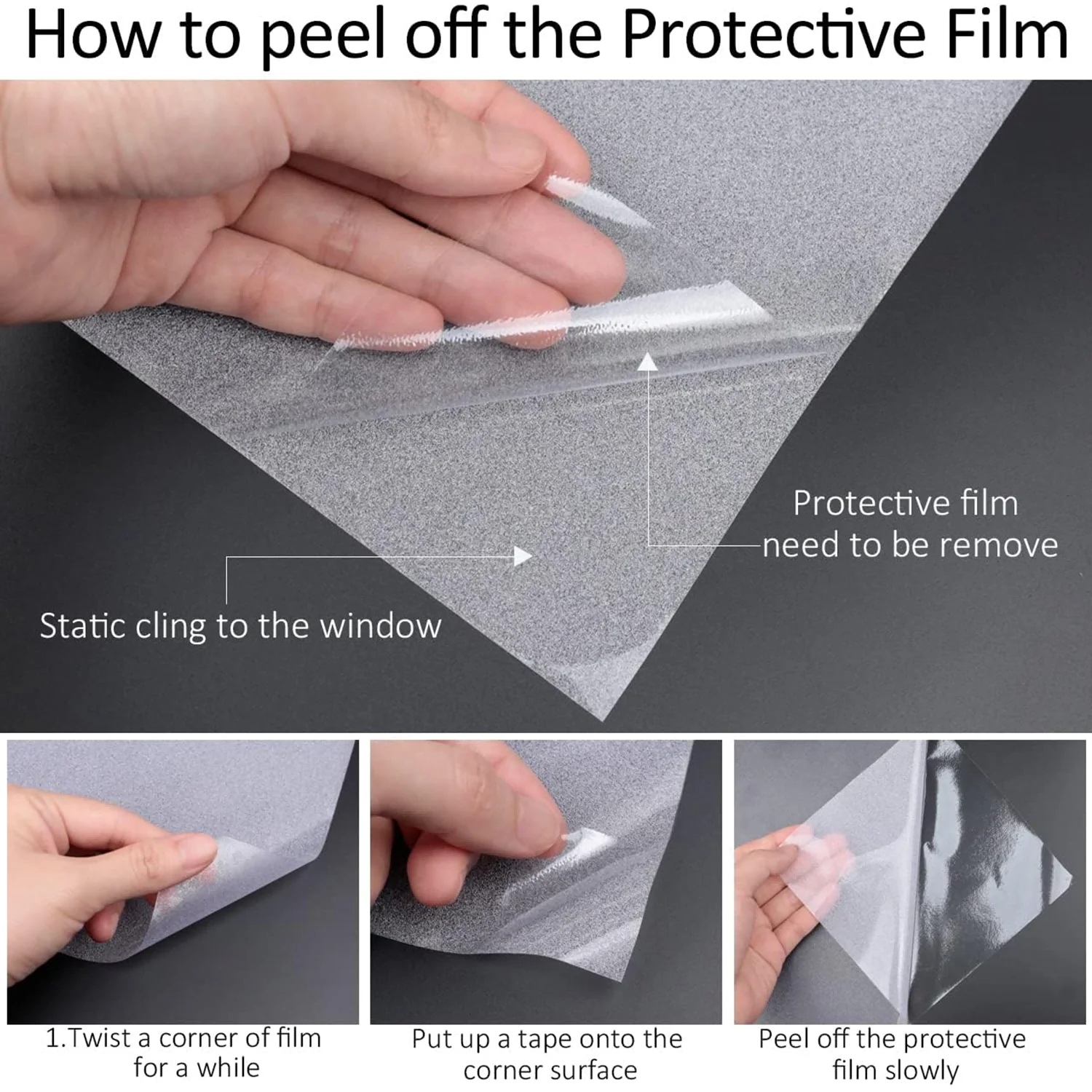 Frosted Window Privacy Film Heat Control UV Blocking, Static Cling Non-Adhesive Reusable Door coverings for Bathroom Home Office - Image 5