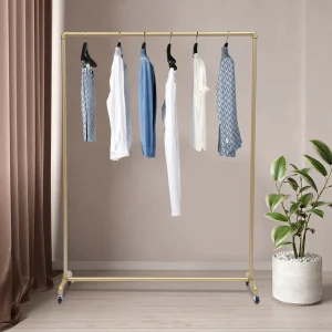 Clothes Rail w/ 4 Wheels Movable Metal Garment Hanging Rack Heavy Duty for Shop,Family,Workroom Display Stand47.2 X 15.7 X 63 In