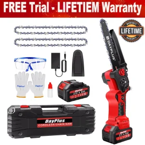8Inch Cordless Electric Chainsaw Brushless+4.0Ah Battery,One-Handed Portable Pruning for Wood Cutting,Trimming Branch,Courtyard