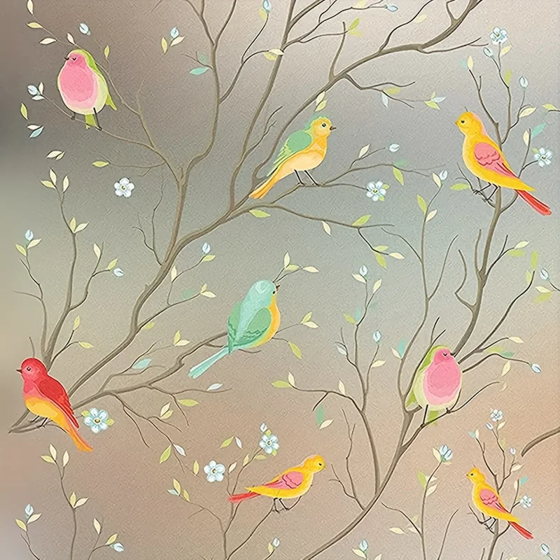 Stained Glass Window Privacy Film Non-Adhesive Static Cling Sun Blocking Window Film Heat Blocker Heat Control Decorative