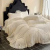 3 Piece Sheet Set White Lace duvet cover Set ， comfortable breath fabric Bedding Set Bedspread for All Season