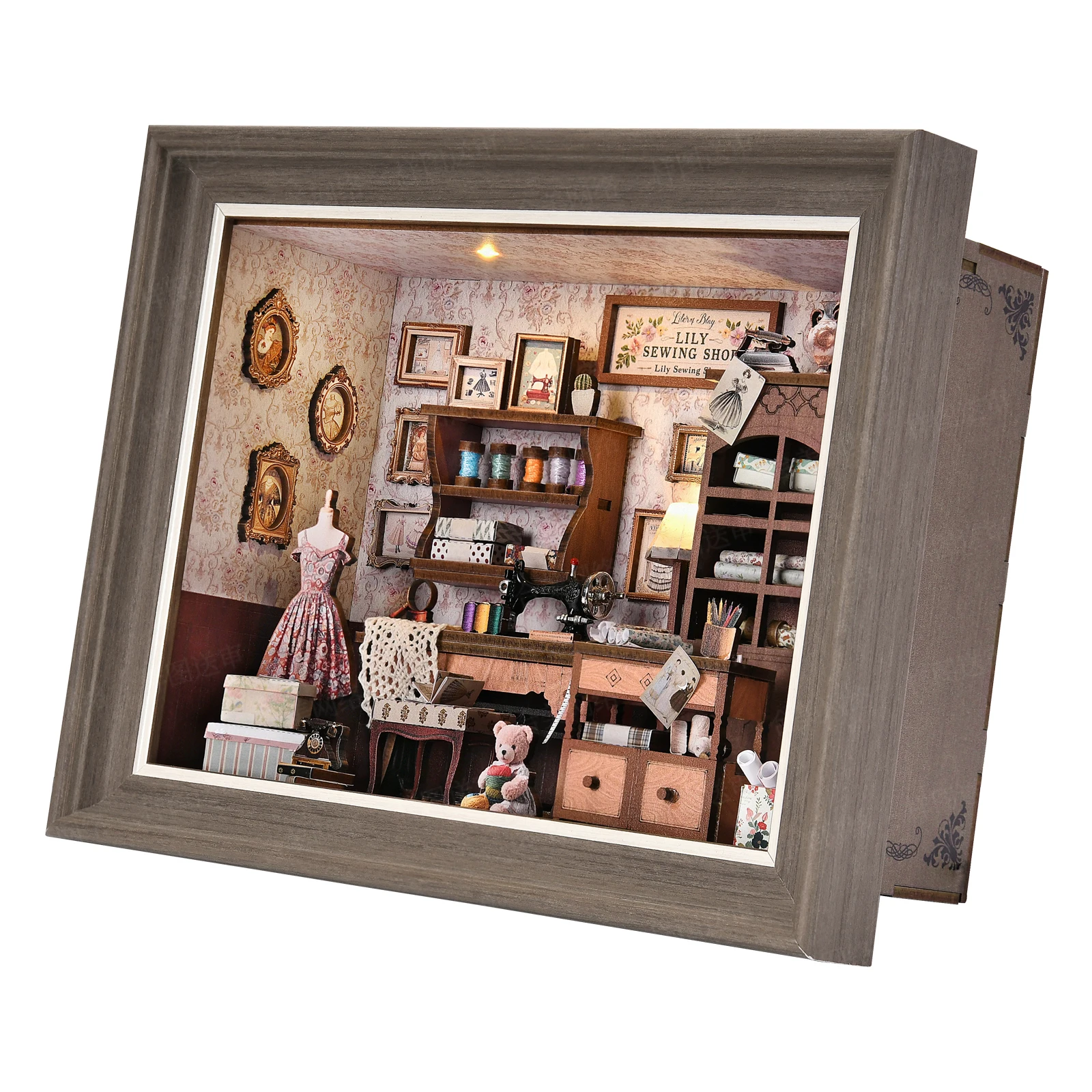 DIY Book Nook Bookshop Kit Photo Miniature Wooden Dollhouse with Light Bookshelf Insert 3D Puzzle Decor for Gift Owl Bookstore - Image 3