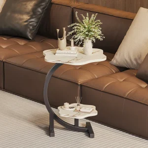 Modern Nordic Luxury Nightstand Bedside Table Two Tier Cloud Shape Storage Drawers Bedroom Living Room Sofa Side Table White