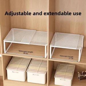 Adjustable Wardrobe Layered Shelves - Retractable Storage Rack for Closet, Cabinet & Shoe Cabinet Organization