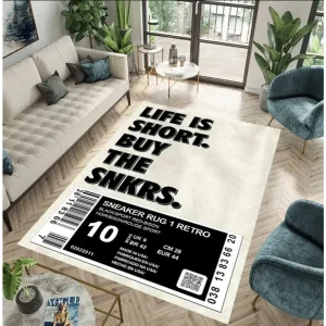Streetwear Sneaker Carpet Mat Rug Fashion & Retro Home Decoration with Black White Tone for Living Room Bedroom Rugs for Bedroom