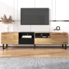 PINGGO Modern Minimalist TV Cabinet, Large Capacity Storage Cabinet With Doors And Drawers, Wood Grain Design TV Media Console