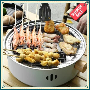 Hot-selling stainless steel split barbecue grill, Korean-style charcoal grill with non-stick rack, portable for outdoor camping