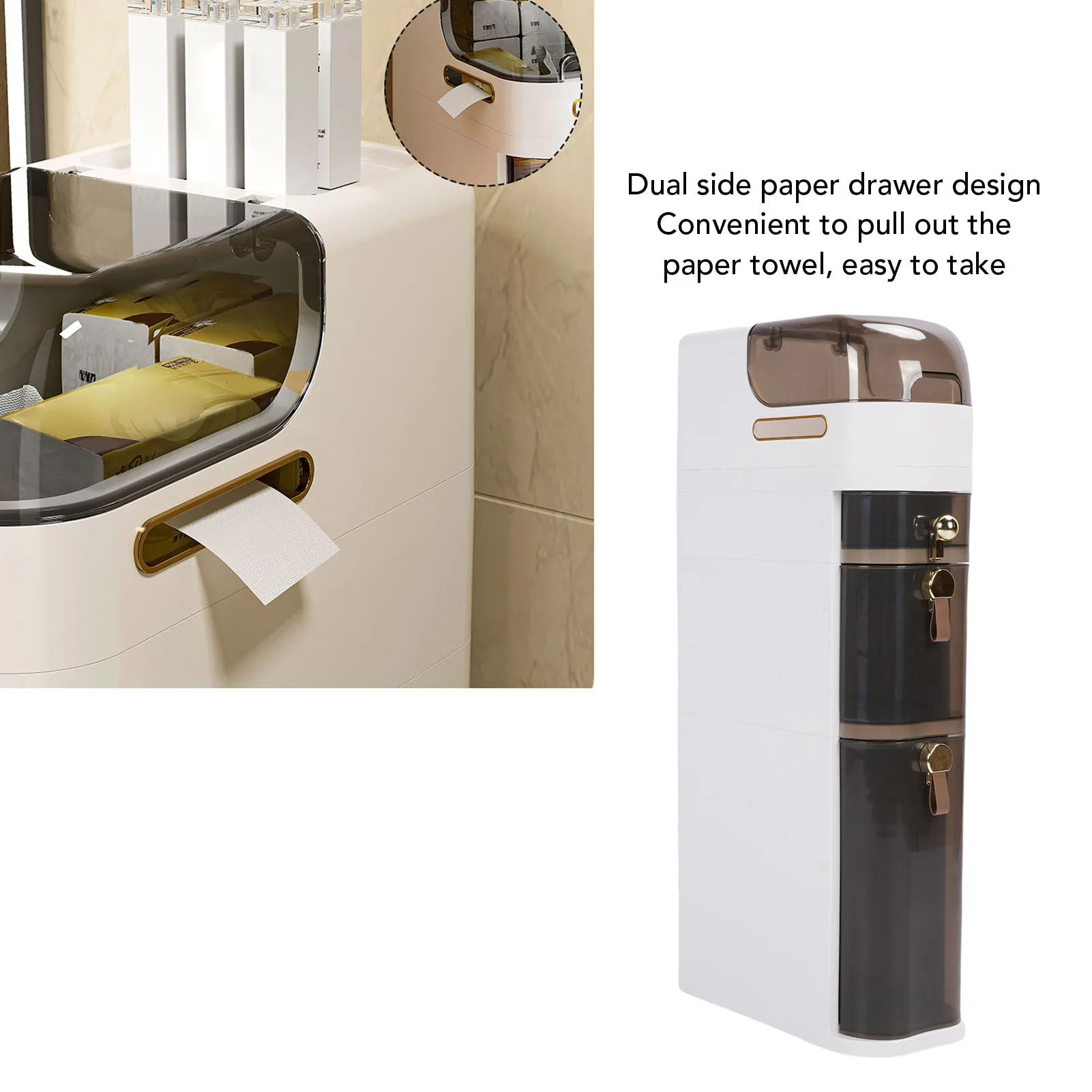 Narrow Storage Cabinet Bathroom Storage Cabinet Drawer Space Saving Transparent Slim Movable with 4 Wheels for Laundry - Image 3