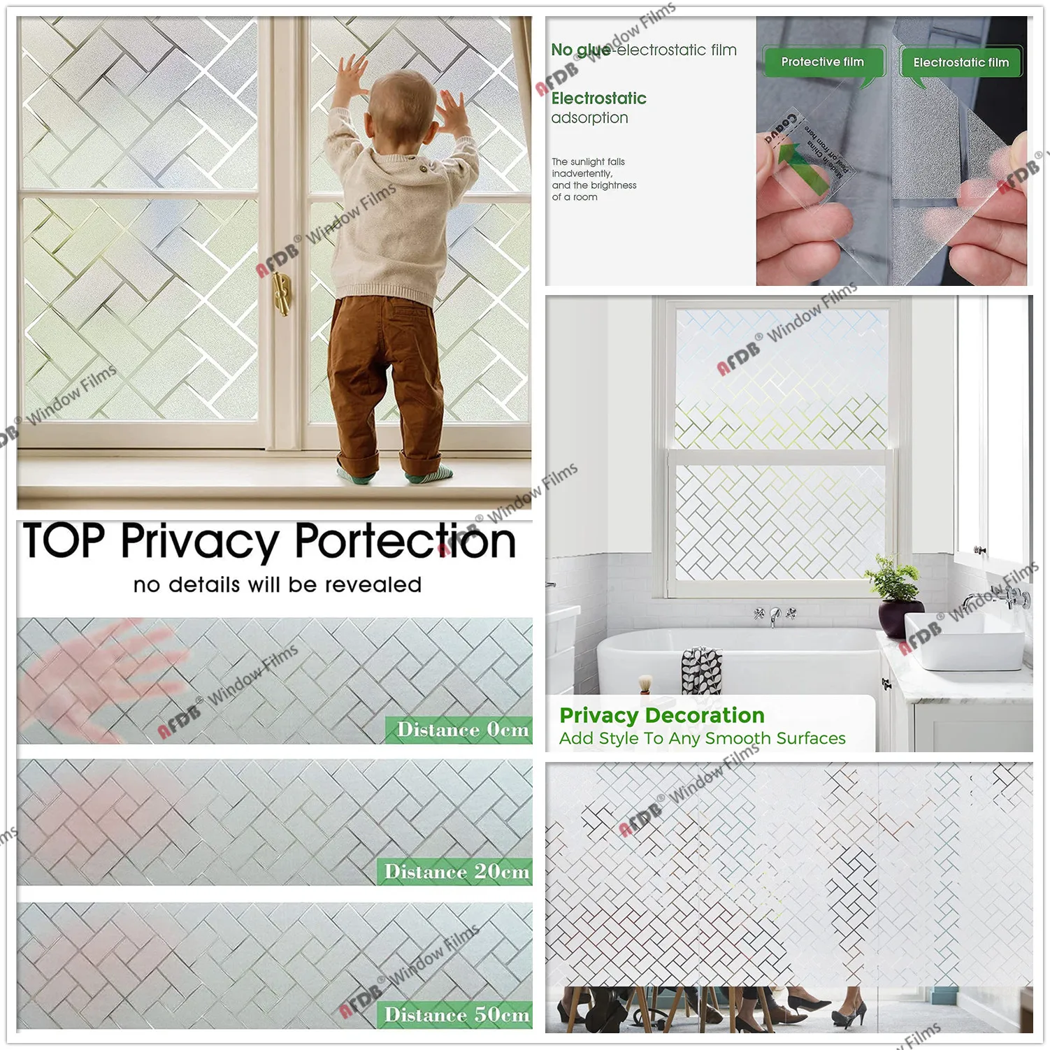 Window Privacy Film Rainbow 3D Decorative Glass Vinyl Stained Glass Decals Static Cling Window Sticker Non-Adhesive Films - Image 4