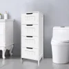 BRIEFNESS PVC Bathroom Cabinet Bathroom Storage Cabinet Freestanding Chest of Drawers with 4 Drawers Floor Vertical Cabinet