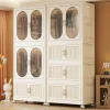 Foldable Baby Closet Children's Clothing Storage Cabinet for Home Bedroom No Installation Plastic Infant Wardrobe
