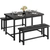 Dining Table Set for 4, Rectangular Kitchen Table Set with Benches, Perfect for Small Spaces and Apartments