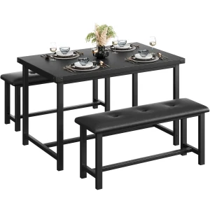 Dining Table Set for 4, Rectangular Kitchen Table Set with Benches, Perfect for Small Spaces and Apartments
