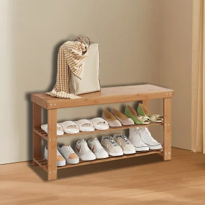 Bamboo Shoe Rack - Stackable & Modern Farmhouse Design