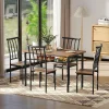 UK Dining Table Set for 4 People, 5-Piece Kitchen Table and Chairs with Storage Rack, Metal and Wood Rectangular Dining Room Tab
