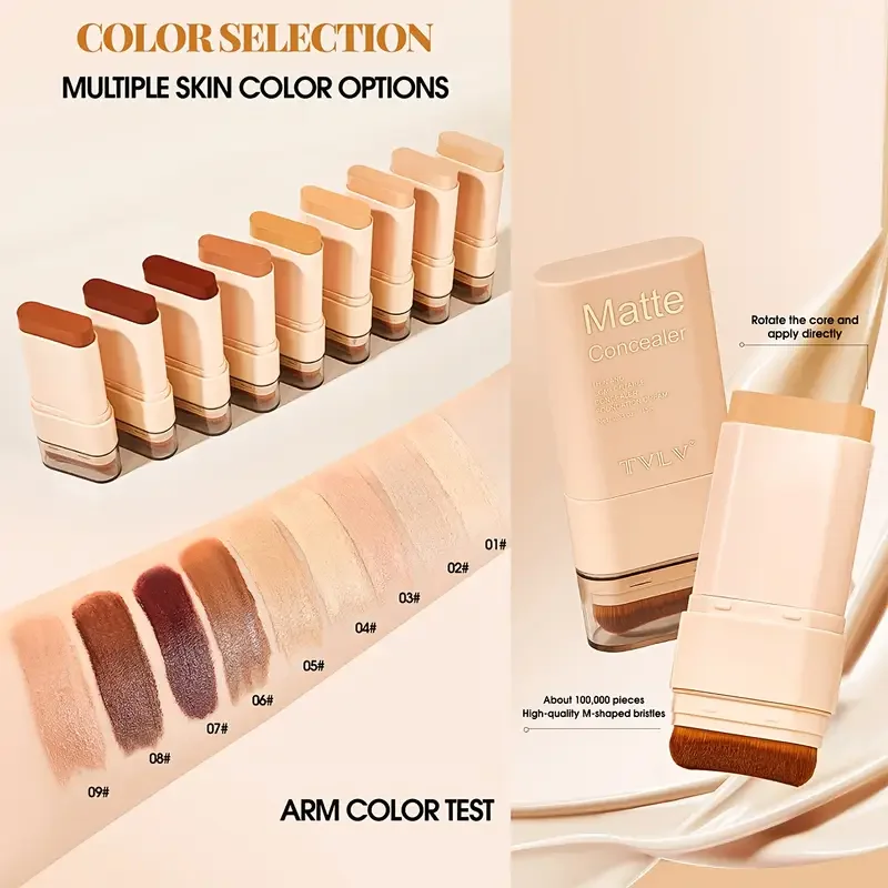 15g 2-in-1 foundation eraser double-ended concealer stick with brush head waterproof, natural makeup, long-lasting cream texture - Image 5