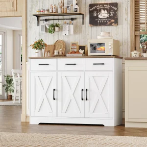 Sideboard, 3 Drawers 3 Doors kitchen Kitchen wardrobe Buffet wardrobe with Work plate Dining Room living room