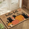 VIKAMA Black Cat Pumpkin Autumn Doormat Machine Washable Rustic Kitchen Rug Bedroom & Bathroom Entryway Thanksgiving Home Decor