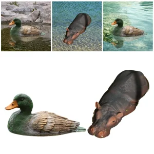 Floating Animal Sculpture Decorative Resin Duck Pond Ornaments Outdoor Water Decor for Garden Backyard Patio