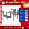 HOMCOM 5 Piece Dining Set Table and 4 Chairs Set for 4 Persons Kitchen Glasstop