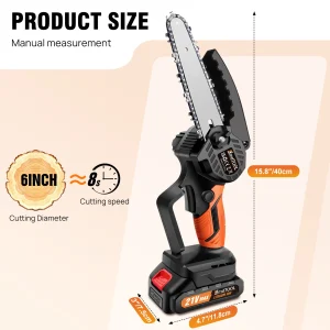 Mini Chainsaw Cordless 6 Inch with 1x1.5Ah Battery,21V Handheld Small Chain Saw for Wood Cutting Tree Trimming Gardening