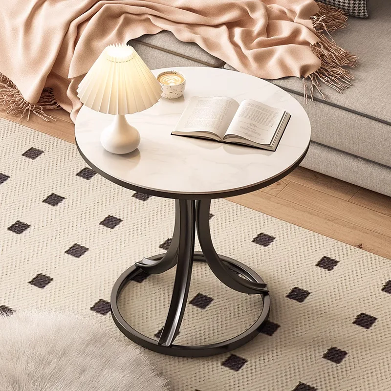 Side sofa side cabinet rock slab small coffee table bedside corner small round table creative bedside table - Image 3