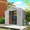 Outsunny 6 x 5ft Resin Garden Shed with Floor and Window, Dark Grey