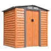 6.5 x 5ft Metal Garden Shed, House Hut Gardening Tool Storage with Ventilations, Sliding Door, Sloped Roof for Garden, Patio, Br