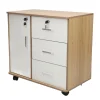 Buffet Cabinet Bedside Storage Cabinet with Lock Removable Wheels Anti Theft Wood Bedroom End Table for File Document