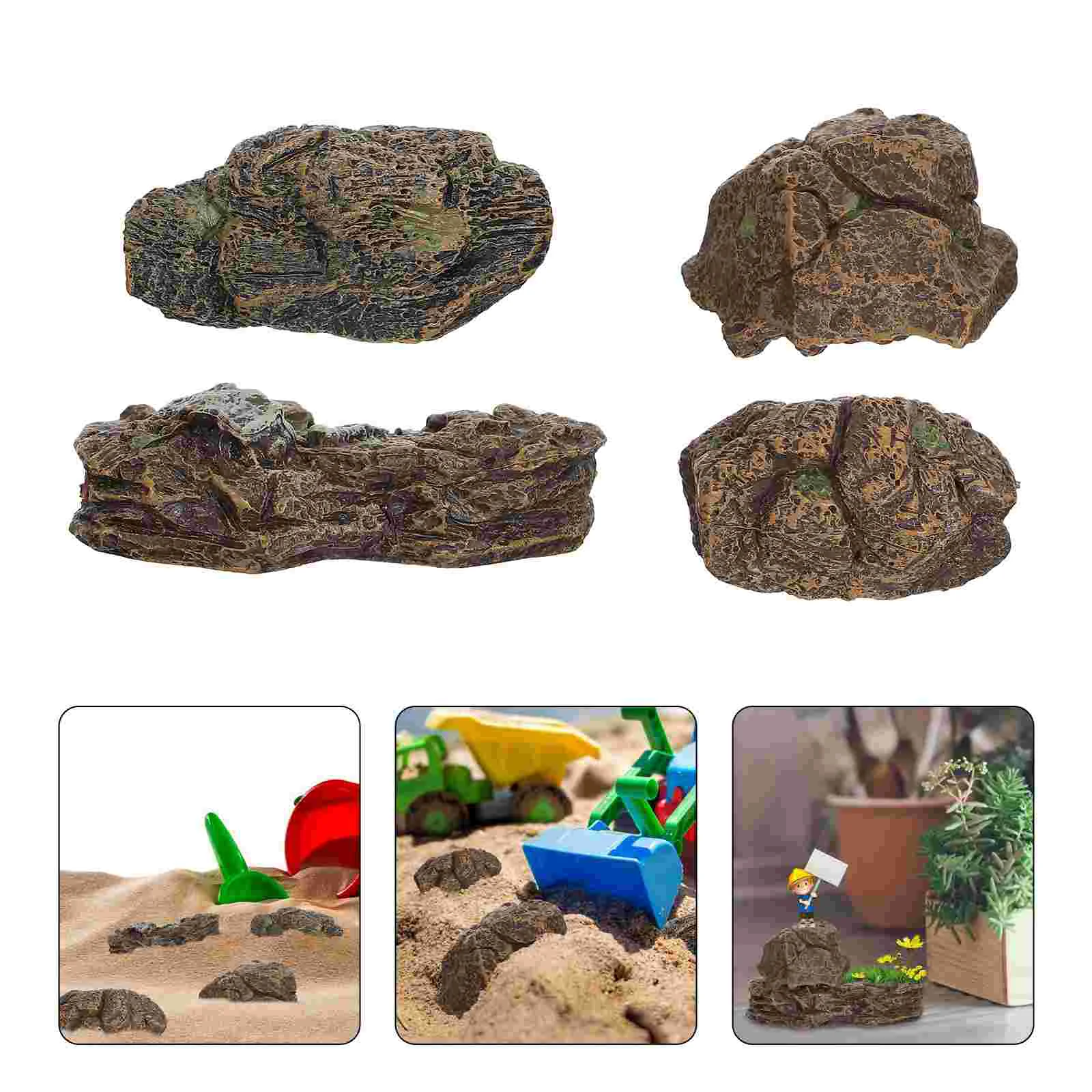 4Pcs Simulation Stones nament Miniature Landscape Decoration Bonsai Fairy Garden Crafts Sand Table Scene Garden Statues Stone - Image 2