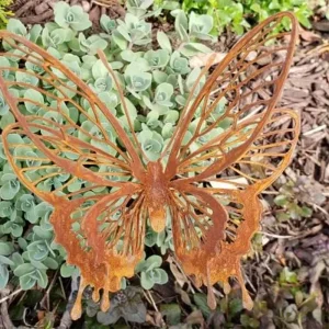Metal Butterfly Garden Sculpture - Rustic Outdoor Indoor Decor, Open Wings Design, Sturdy Metal Construction, Suitable for Yard, Art Deco, Holiday Decor