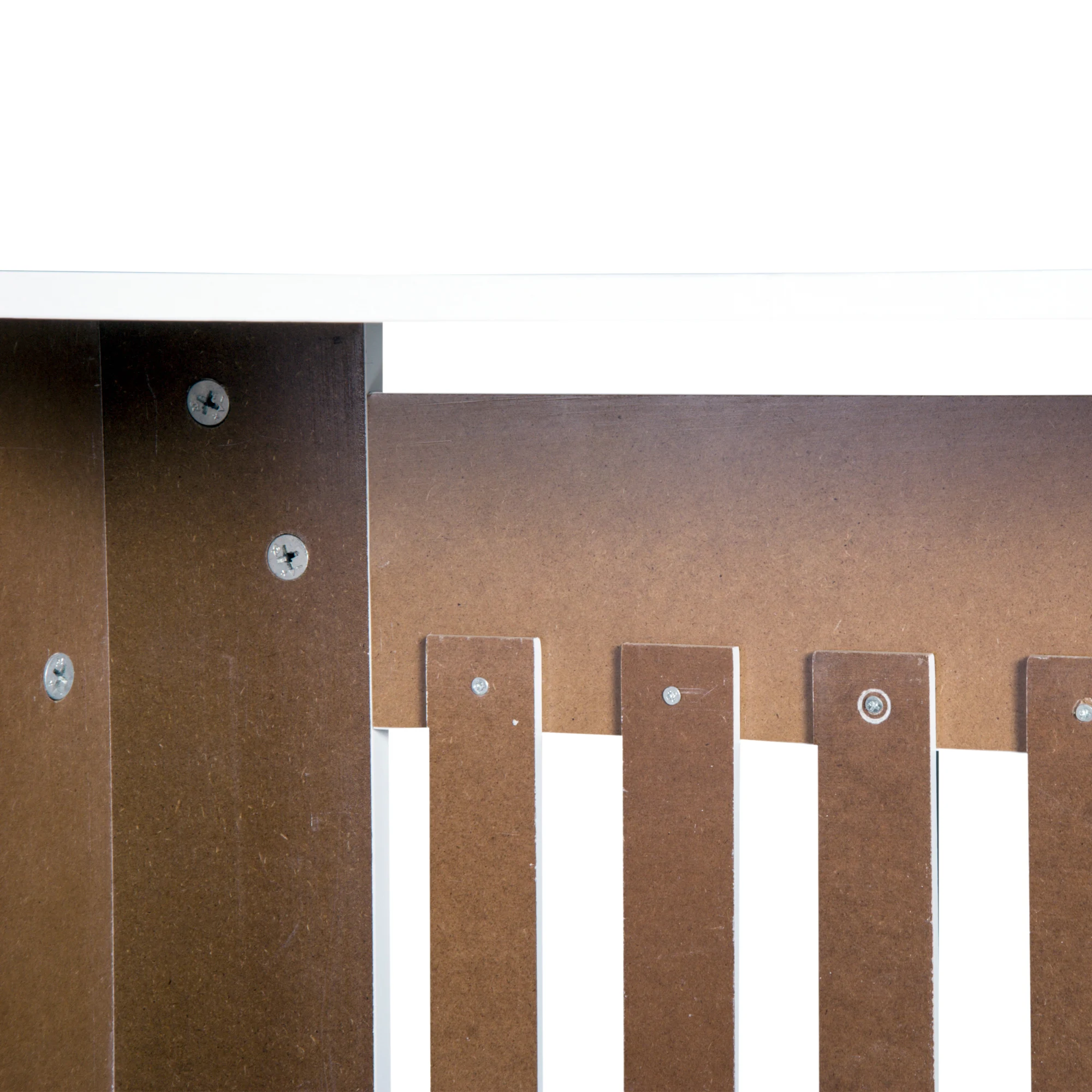 HOMCOM Radiator Cover Wooden Cabinet Vertical Slatted Vent MDF White Home - Image 5