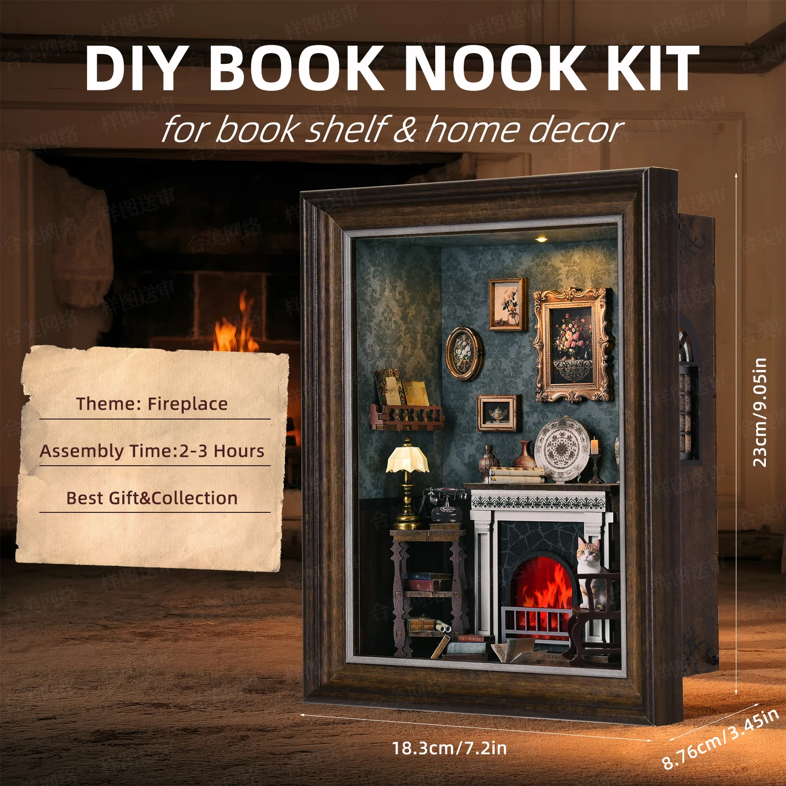 DIY Book Nook Bookshop Kit Photo Miniature Wooden Dollhouse with Light Bookshelf Insert 3D Puzzle Decor for Gift Owl Bookstore - Image 5