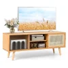 GOFLAME Mid Century Modern TV Stand for TVs up to 55’’ Bamboo Entertainment Center
