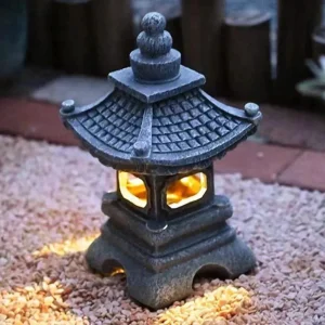 Outdoor Solar Lights Garden Decoration Outdoor Zen Inspired Pagoda Statue Retro Handcrafted Sculpture For Garden Balcony Decor