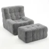High-Resilience Foam Single Lounge Sofa with Ottoman, Frameless Floor Sofa, No Assembly Required