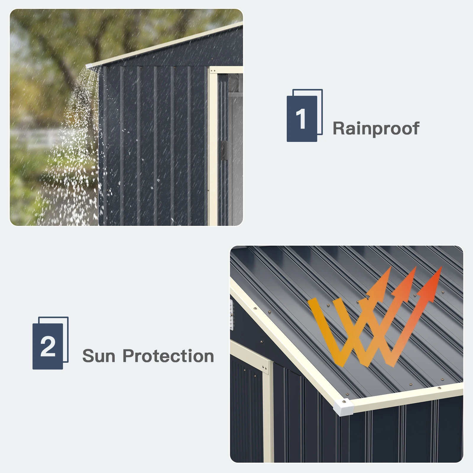 GOFLAME Outdoor Metal Storage Shed,277 x 191 x 202 cm, Steel Garden Tool Shed W/ 4 Vents & Double Sliding Door - Image 5