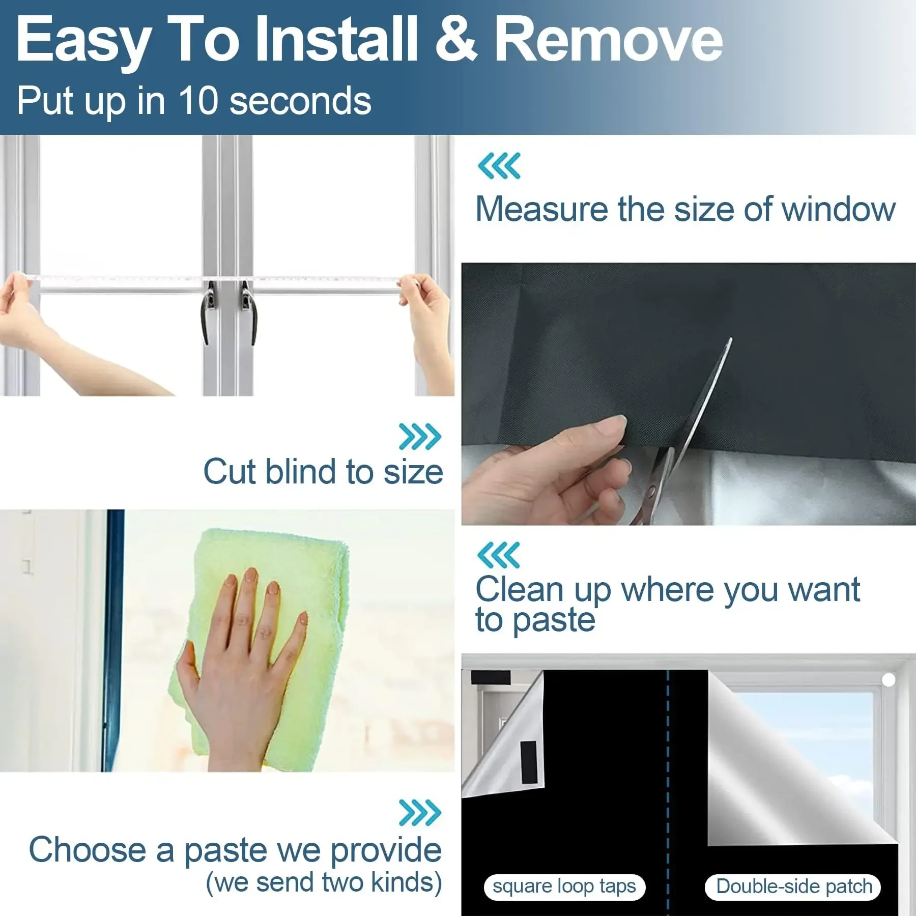 100 Blackout Window Cover Darkest Light Block Black Privacy Film Anti Look House Home Tint Glass Cloth Portable Curtain Bedroom - Image 5