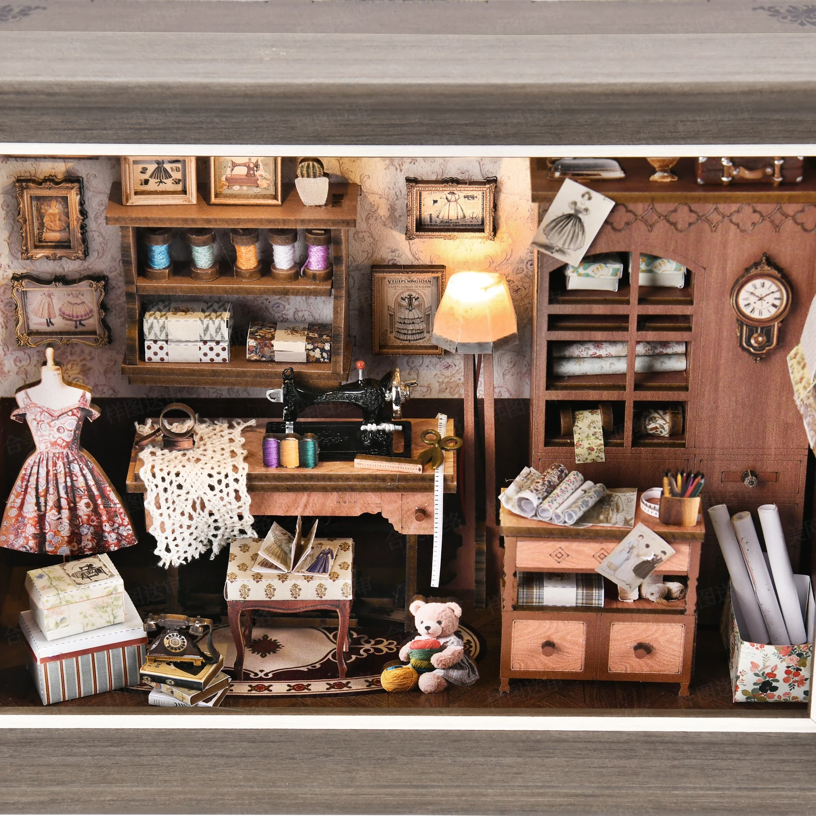 DIY Book Nook Bookshop Kit Photo Miniature Wooden Dollhouse with Light Bookshelf Insert 3D Puzzle Decor for Gift Owl Bookstore - Image 5