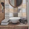 10pcs Wood Grain Surface Tiles Floor Sticker Kitchen Bathroom Ground Home Decor Wear-resistant Waterproof Frosted Art Wall Decal