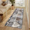 Rustic Wood Grain Heart Print Runner Mat, Non-Slip, Machine Washable, Fade-Resistant, Suitable for Hallway,Kitchen, Laundry Room