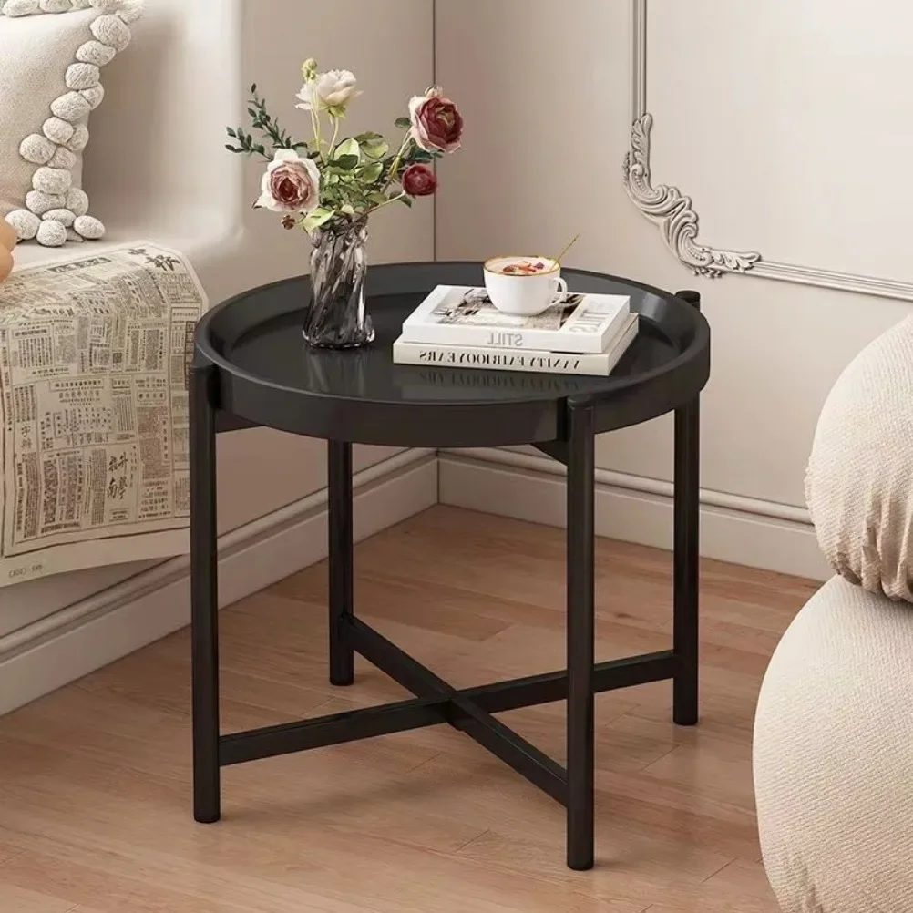 Vintage Coffee Table Simple Sofa Side Table Bedroom Bedside Cabinet Home Round Wood Storage Shelf Living Room Furniture - Image 6